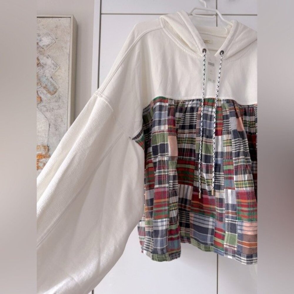 Anthropologie White and Multicolor Plaid Top - Picture 11 of 16